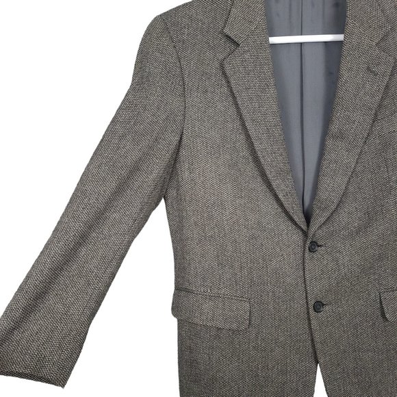 ERMENEGILDO ZEGNA Blazer Jacket EU 52R Black Gray Wool Herringbone 2-Button Soft - Picture 3 of 14